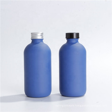 Wholesale Empty 4oz 120ml 8oz 250ml Blue Color Sprayed Round Beverage Glass Bottles For Cough Syrup